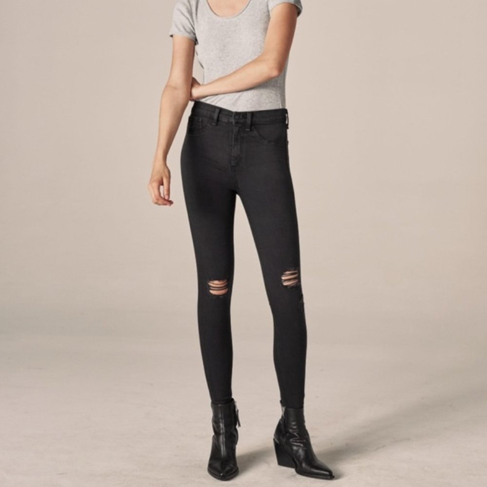 Rag and Bone Ripped Knee Skinny Black Jeans